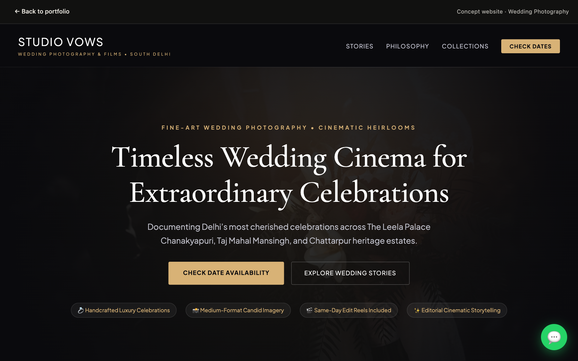 Studio Vows — concept website preview